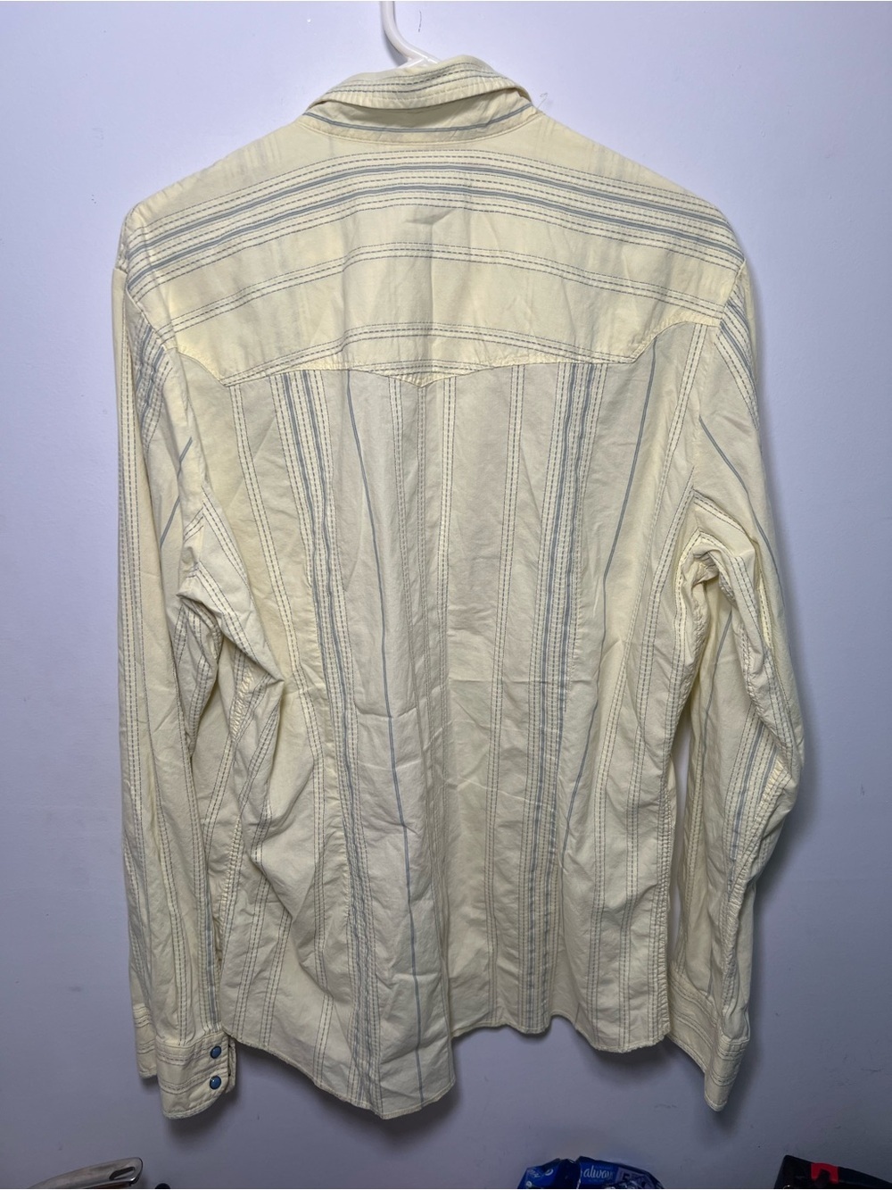 Diesel Space Research Center Yellow Striped Snap Button Shirt XL Y2K Utility - Picture 12 of 15